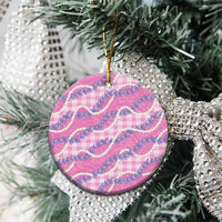 Pink Hawaii Palaka Honohono Pikake Ceramic Ornament Hawaiian Orchid Lei Polynesian Pattern - Polynesian Pride