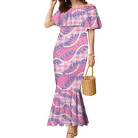 Pink Hawaii Palaka Honohono Pikake Family Matching Mermaid Dress and Hawaiian Shirt Hawaiian Orchid Lei Polynesian Pattern - Polynesian Pride