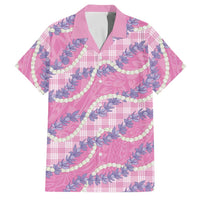 Pink Hawaii Palaka Honohono Pikake Family Matching Off Shoulder Maxi Dress and Hawaiian Shirt Hawaiian Orchid Lei Polynesian Pattern - Polynesian Pride