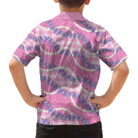 Pink Hawaii Palaka Honohono Pikake Family Matching Off Shoulder Short Dress and Hawaiian Shirt Hawaiian Orchid Lei Polynesian Pattern LT14 - Polynesian Pride