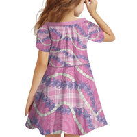 Pink Hawaii Palaka Honohono Pikake Family Matching Off Shoulder Short Dress and Hawaiian Shirt Hawaiian Orchid Lei Polynesian Pattern LT14 - Polynesian Pride