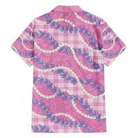 Pink Hawaii Palaka Honohono Pikake Family Matching Off Shoulder Short Dress and Hawaiian Shirt Hawaiian Orchid Lei Polynesian Pattern LT14 - Polynesian Pride