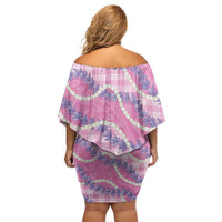 Pink Hawaii Palaka Honohono Pikake Family Matching Off Shoulder Short Dress and Hawaiian Shirt Hawaiian Orchid Lei Polynesian Pattern LT14 - Polynesian Pride