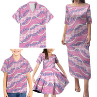 Pink Hawaii Palaka Honohono Pikake Family Matching Puletasi and Hawaiian Shirt Hawaiian Orchid Lei Polynesian Pattern - Polynesian Pride