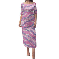 Pink Hawaii Palaka Honohono Pikake Family Matching Puletasi and Hawaiian Shirt Hawaiian Orchid Lei Polynesian Pattern - Polynesian Pride