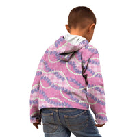 Pink Hawaii Palaka Honohono Pikake Kid Hoodie Hawaiian Orchid Lei Polynesian Pattern - Polynesian Pride