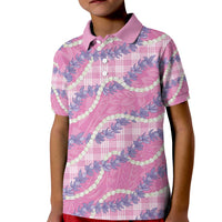 Pink Hawaii Palaka Honohono Pikake Kid Polo Shirt Hawaiian Orchid Lei Polynesian Pattern LT14 Kid Pink - Polynesian Pride