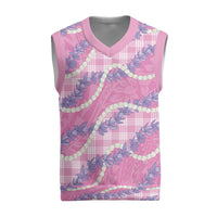Pink Hawaii Palaka Honohono Pikake Christmas Knitted V-Neck Vest Hawaiian Orchid Lei Polynesian Pattern - Polynesian Pride