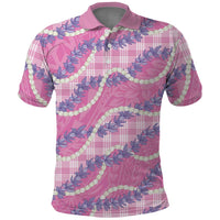Pink Hawaii Palaka Honohono Pikake Polo Shirt Hawaiian Orchid Lei Polynesian Pattern LT14 Pink - Polynesian Pride