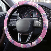 Pink Hawaii Palaka Honohono Pikake Steering Wheel Cover Hawaiian Orchid Lei Polynesian Pattern - Polynesian Pride