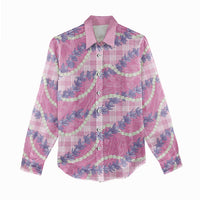 Pink Hawaii Palaka Honohono Pikake Women Casual Shirt Hawaiian Orchid Lei Polynesian Pattern - Polynesian Pride