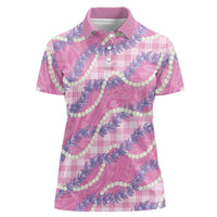 Pink Hawaii Palaka Honohono Pikake Women Polo Shirt Hawaiian Orchid Lei Polynesian Pattern LT14 Female Pink - Polynesian Pride