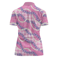 Pink Hawaii Palaka Honohono Pikake Women Polo Shirt Hawaiian Orchid Lei Polynesian Pattern LT14 - Polynesian Pride