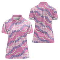 Pink Hawaii Palaka Honohono Pikake Women Polo Shirt Hawaiian Orchid Lei Polynesian Pattern LT14 - Polynesian Pride