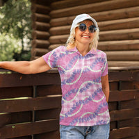 Pink Hawaii Palaka Honohono Pikake Women Polo Shirt Hawaiian Orchid Lei Polynesian Pattern LT14 - Polynesian Pride