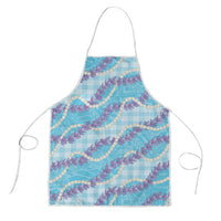 Blue Hawaii Palaka Honohono Pikake Apron Hawaiian Orchid Lei Polynesian Pattern - Polynesian Pride