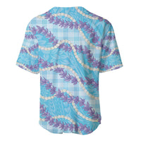 Blue Hawaii Palaka Honohono Pikake Baseball Jersey Hawaiian Orchid Lei Polynesian Pattern - Polynesian Pride