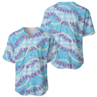 Blue Hawaii Palaka Honohono Pikake Baseball Jersey Hawaiian Orchid Lei Polynesian Pattern - Polynesian Pride