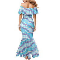 Blue Hawaii Palaka Honohono Pikake Family Matching Mermaid Dress and Hawaiian Shirt Hawaiian Orchid Lei Polynesian Pattern - Polynesian Pride