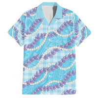 Blue Hawaii Palaka Honohono Pikake Family Matching Off Shoulder Maxi Dress and Hawaiian Shirt Hawaiian Orchid Lei Polynesian Pattern - Polynesian Pride