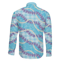 Blue Hawaii Palaka Honohono Pikake Family Matching Off Shoulder Short Dress and Hawaiian Shirt Hawaiian Orchid Lei Polynesian Pattern LT14 - Polynesian Pride