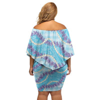 Blue Hawaii Palaka Honohono Pikake Family Matching Off Shoulder Short Dress and Hawaiian Shirt Hawaiian Orchid Lei Polynesian Pattern LT14 - Polynesian Pride