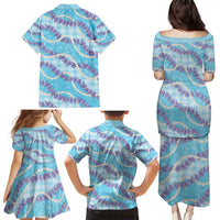 Blue Hawaii Palaka Honohono Pikake Family Matching Puletasi and Hawaiian Shirt Hawaiian Orchid Lei Polynesian Pattern - Polynesian Pride