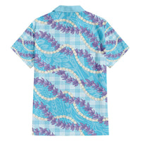Blue Hawaii Palaka Honohono Pikake Family Matching Puletasi and Hawaiian Shirt Hawaiian Orchid Lei Polynesian Pattern - Polynesian Pride