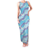 Blue Hawaii Palaka Honohono Pikake Family Matching Tank Maxi Dress and Hawaiian Shirt Hawaiian Orchid Lei Polynesian Pattern - Polynesian Pride