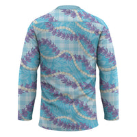 Blue Hawaii Palaka Honohono Pikake Hockey Jersey Hawaiian Orchid Lei Polynesian Pattern LT14 - Polynesian Pride