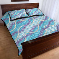 Blue Hawaii Palaka Honohono Pikake Quilt Bed Set Hawaiian Orchid Lei Polynesian Pattern - Polynesian Pride
