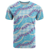 Blue Hawaii Palaka Honohono Pikake T Shirt Hawaiian Orchid Lei Polynesian Pattern LT14 Blue - Polynesian Pride