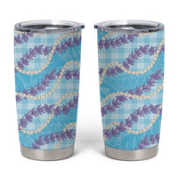 Blue Hawaii Palaka Honohono Pikake Tumbler Cup Hawaiian Orchid Lei Polynesian Pattern - Polynesian Pride