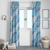 Blue Hawaii Palaka Honohono Pikake Window Curtain Hawaiian Orchid Lei Polynesian Pattern - Polynesian Pride