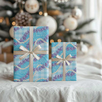 Blue Hawaii Palaka Honohono Pikake Wrapping Paper Hawaiian Orchid Lei Polynesian Pattern - Polynesian Pride