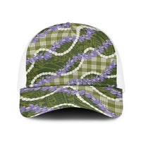 Green Hawaii Palaka Honohono Pikake Baseball Net Cap Hawaiian Orchid Lei Polynesian Pattern - Polynesian Pride