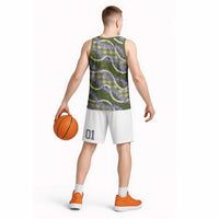 Green Hawaii Palaka Honohono Pikake Basketball Jersey Hawaiian Orchid Lei Polynesian Pattern - Polynesian Pride