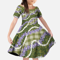 Green Hawaii Palaka Honohono Pikake Family Matching Long Sleeve Bodycon Dress and Hawaiian Shirt Hawaiian Orchid Lei Polynesian Pattern - Polynesian Pride