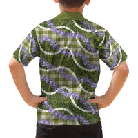 Green Hawaii Palaka Honohono Pikake Family Matching Off Shoulder Short Dress and Hawaiian Shirt Hawaiian Orchid Lei Polynesian Pattern LT14 - Polynesian Pride
