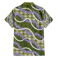 Green Hawaii Palaka Honohono Pikake Family Matching Off Shoulder Short Dress and Hawaiian Shirt Hawaiian Orchid Lei Polynesian Pattern LT14 - Polynesian Pride