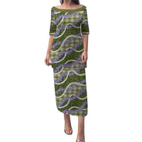 Green Hawaii Palaka Honohono Pikake Family Matching Puletasi and Hawaiian Shirt Hawaiian Orchid Lei Polynesian Pattern - Polynesian Pride