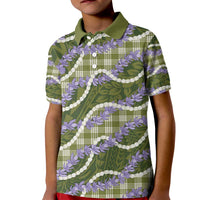 Green Hawaii Palaka Honohono Pikake Kid Polo Shirt Hawaiian Orchid Lei Polynesian Pattern LT14 Kid Green - Polynesian Pride