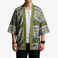Green Hawaii Palaka Honohono Pikake Kimono Hawaiian Orchid Lei Polynesian Pattern - Polynesian Pride