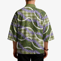 Green Hawaii Palaka Honohono Pikake Kimono Hawaiian Orchid Lei Polynesian Pattern - Polynesian Pride