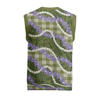 Green Hawaii Palaka Honohono Pikake Christmas Knitted V-Neck Vest Hawaiian Orchid Lei Polynesian Pattern - Polynesian Pride
