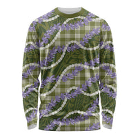 Green Hawaii Palaka Honohono Pikake Long Sleeve Shirt Hawaiian Orchid Lei Polynesian Pattern - Polynesian Pride