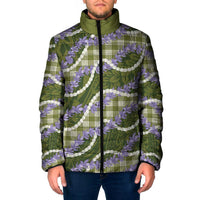 Green Hawaii Palaka Honohono Pikake Padded Jacket Hawaiian Orchid Lei Polynesian Pattern - Polynesian Pride