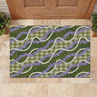 Green Hawaii Palaka Honohono Pikake Rubber Doormat Hawaiian Orchid Lei Polynesian Pattern - Polynesian Pride