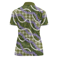 Green Hawaii Palaka Honohono Pikake Women Polo Shirt Hawaiian Orchid Lei Polynesian Pattern LT14 - Polynesian Pride