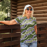 Green Hawaii Palaka Honohono Pikake Women Polo Shirt Hawaiian Orchid Lei Polynesian Pattern LT14 - Polynesian Pride